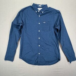 Hollister Button Down Shirt Mens M Blue Excellent Epic Flex Stretch Long Sleeve